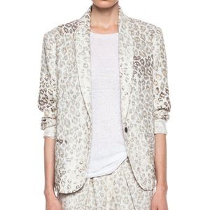 Raquel Allegra linen leopard blazer sz 1